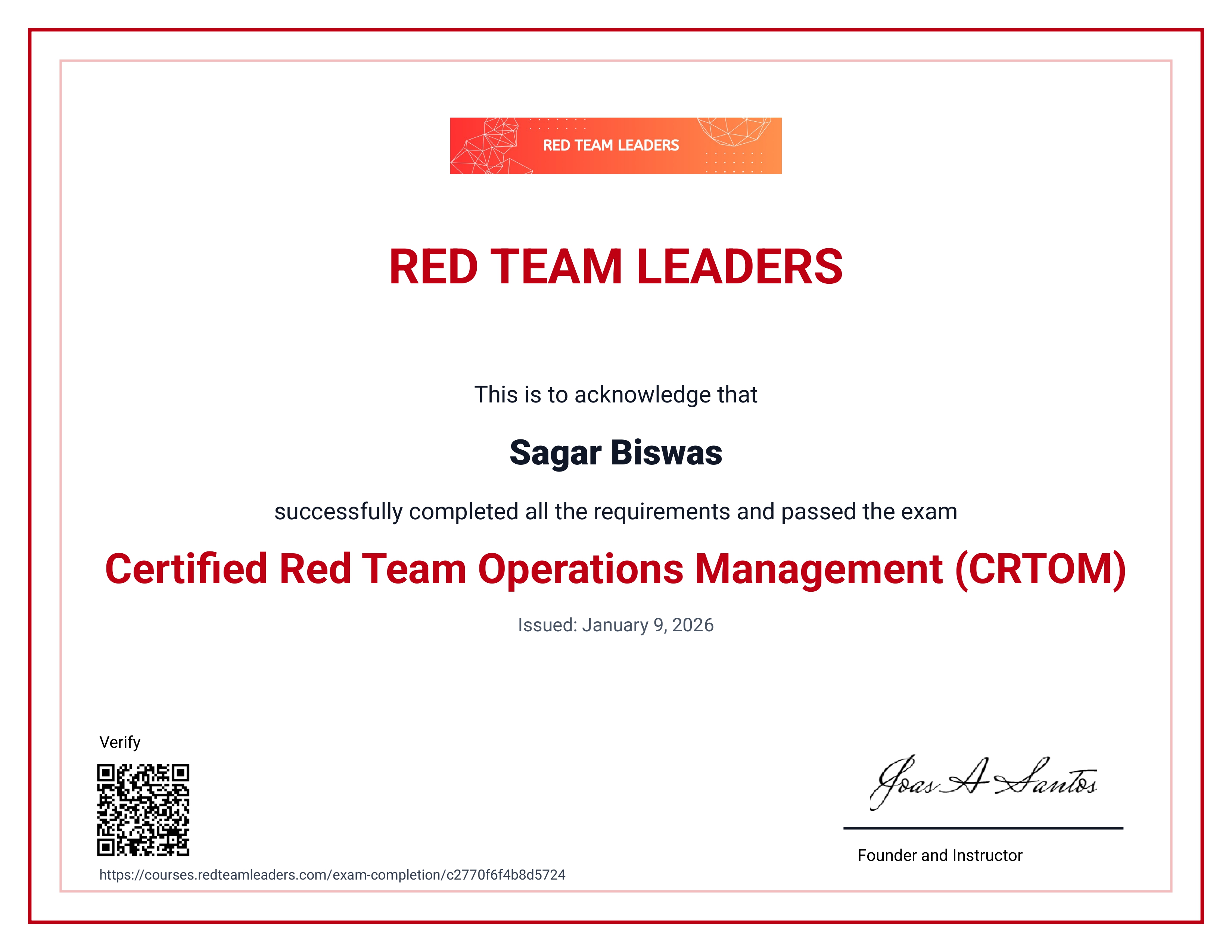 Certified Red certificate