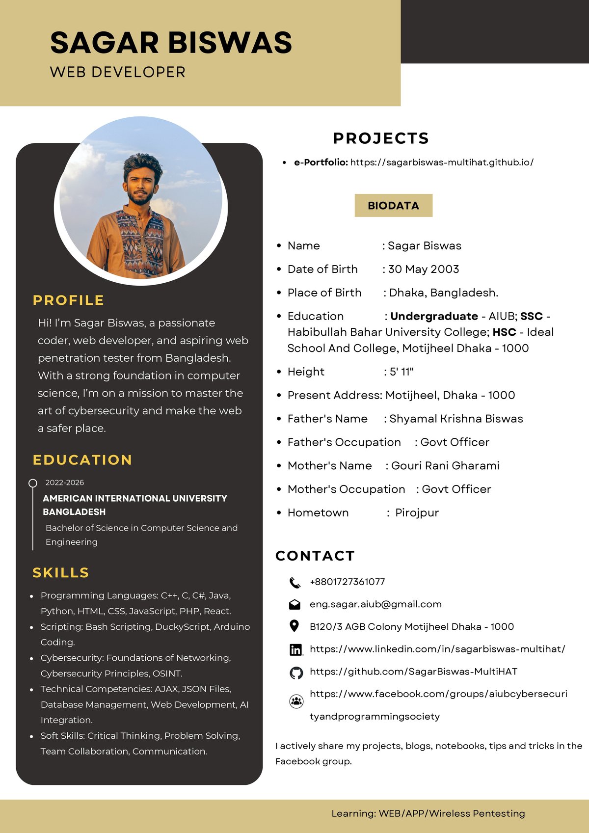 Resume of Sagar Biswas